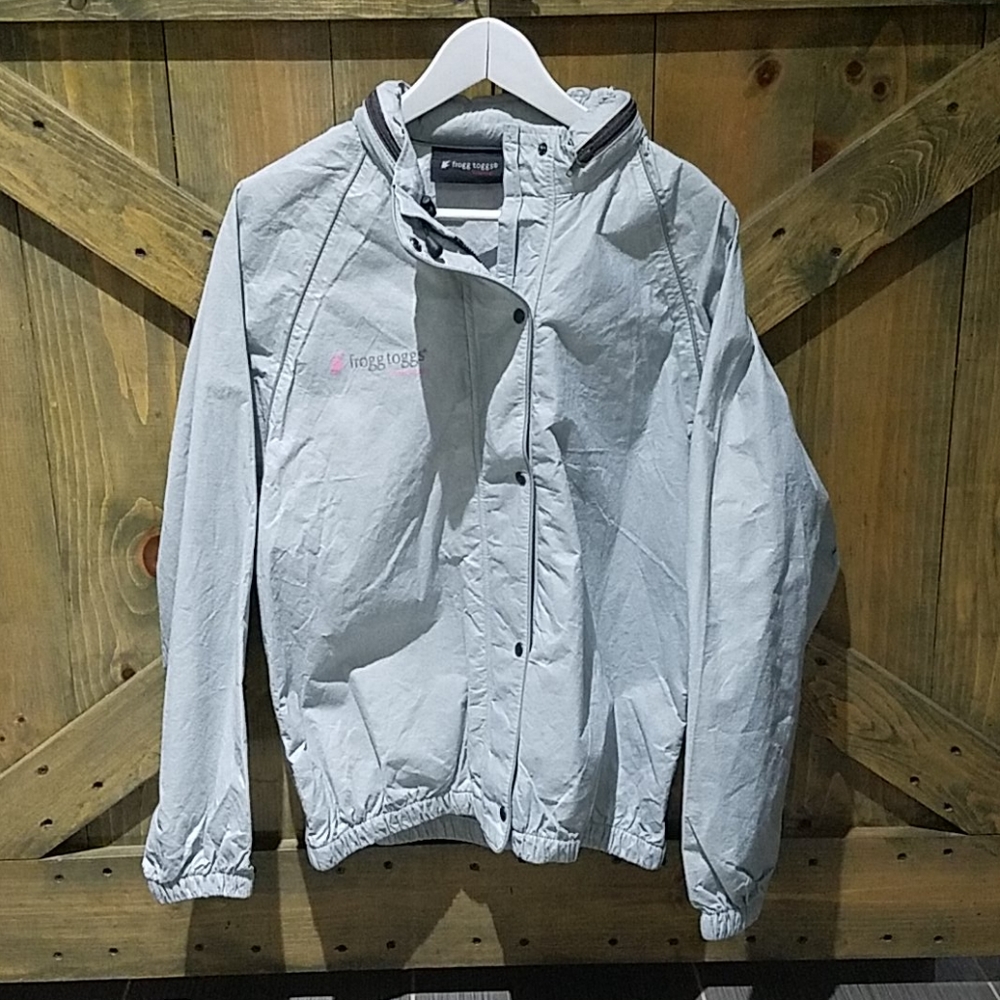 FROGG TOGGS LIGHT GRAY RAIN HOODIE JACKET